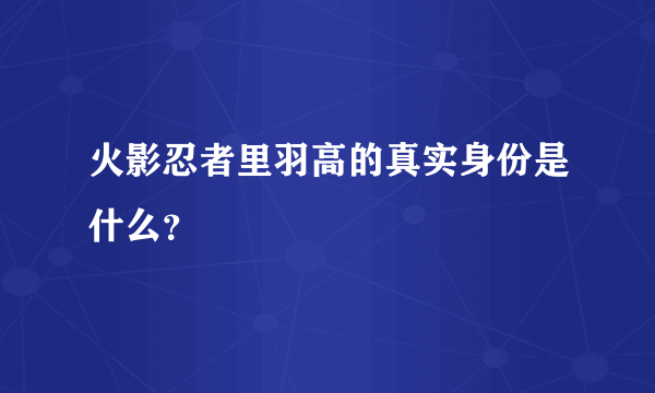 火影忍者里羽高的真实身份是什么？