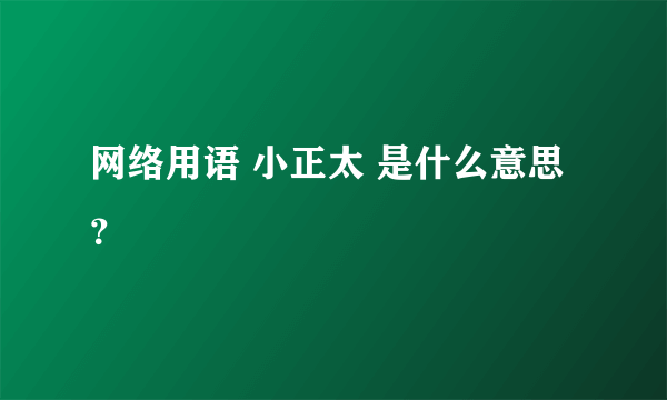 网络用语 小正太 是什么意思？