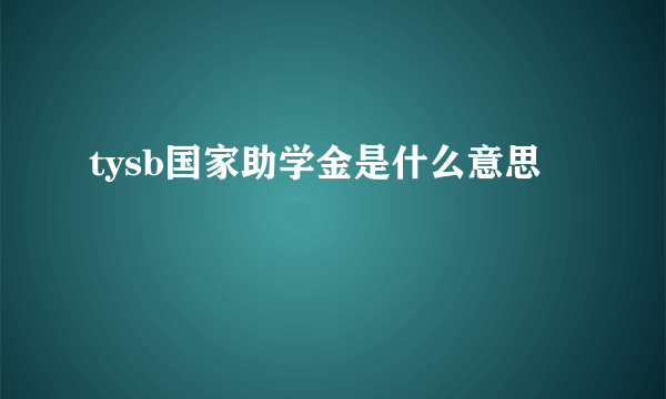 tysb国家助学金是什么意思