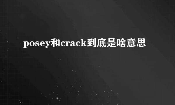 posey和crack到底是啥意思