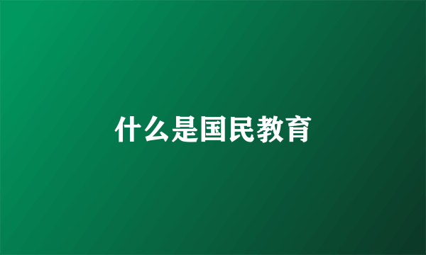 什么是国民教育