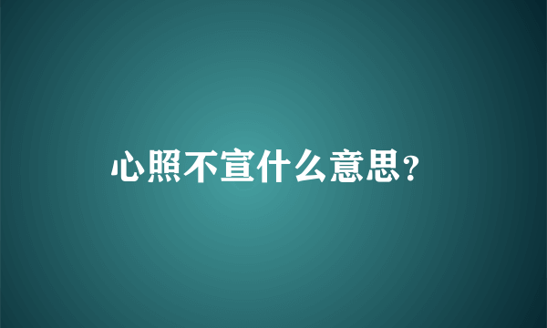 心照不宣什么意思？