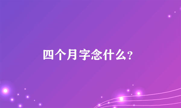 四个月字念什么？