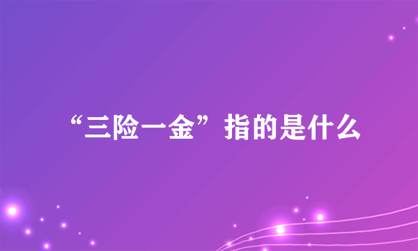 “三险一金”指的是什么