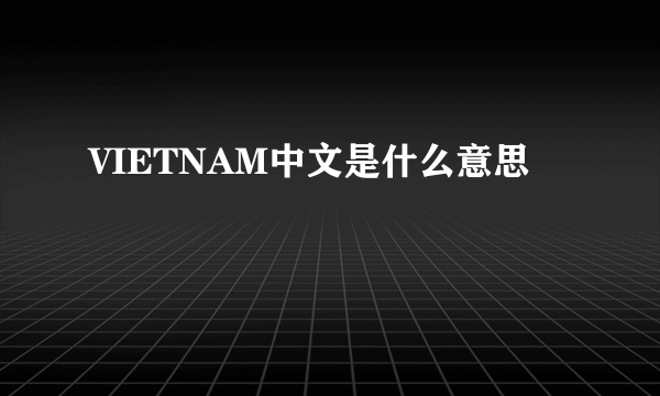 VIETNAM中文是什么意思