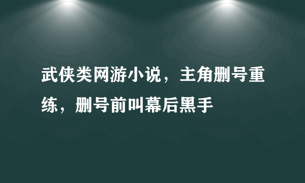 武侠类网游小说，主角删号重练，删号前叫幕后黑手