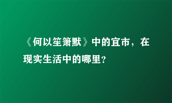 《何以笙箫默》中的宜市，在现实生活中的哪里？