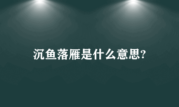 沉鱼落雁是什么意思?