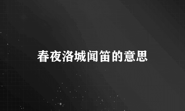 春夜洛城闻笛的意思