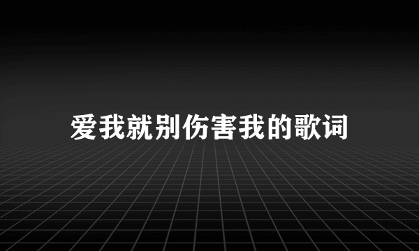 爱我就别伤害我的歌词