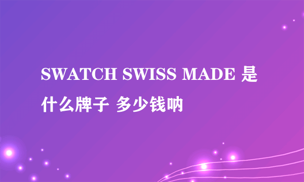 SWATCH SWISS MADE 是什么牌子 多少钱呐