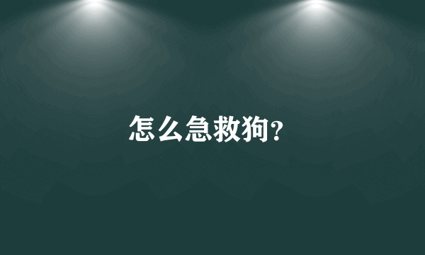 怎么急救狗？