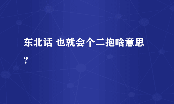 东北话 也就会个二抱啥意思？