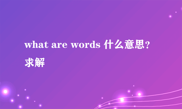 what are words 什么意思？求解