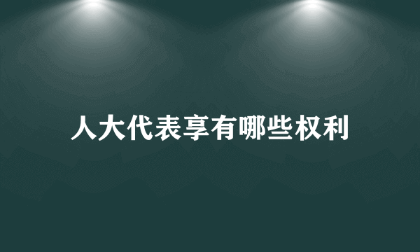 人大代表享有哪些权利