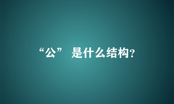 “公” 是什么结构？