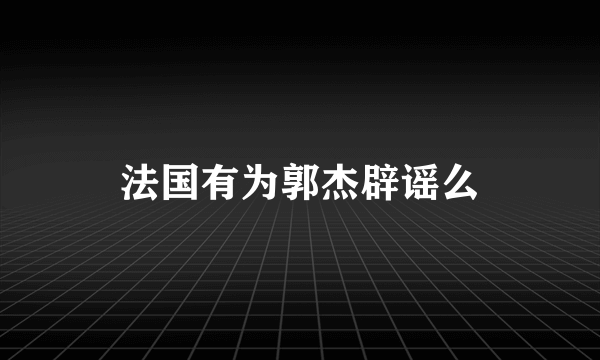 法国有为郭杰辟谣么