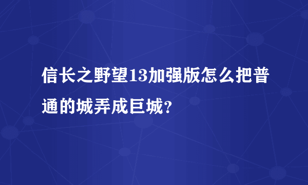 信长之野望13加强版怎么把普通的城弄成巨城？