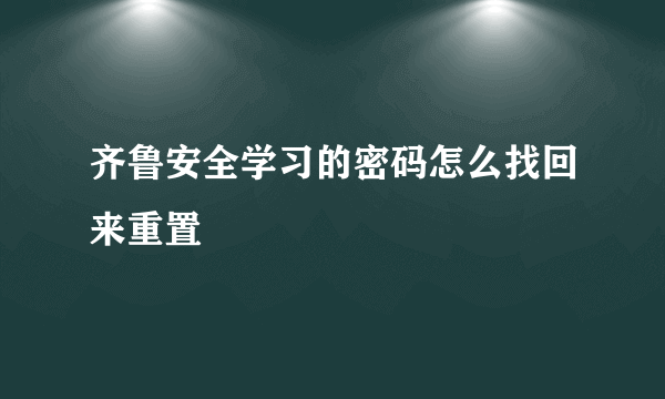 齐鲁安全学习的密码怎么找回来重置