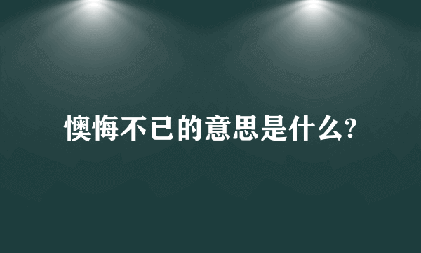 懊悔不已的意思是什么?