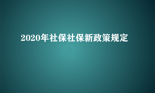 2020年社保社保新政策规定