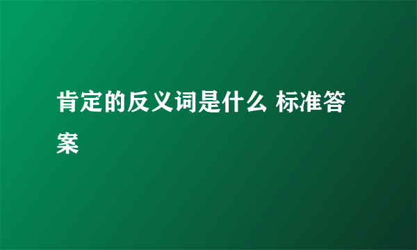 肯定的反义词是什么 标准答案