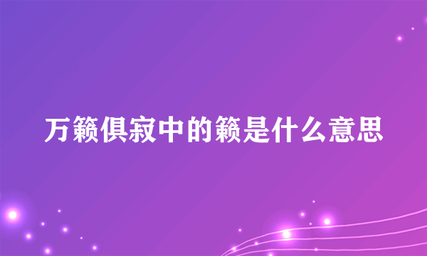 万籁俱寂中的籁是什么意思