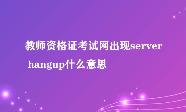 教师资格证考试网出现server hangup什么意思