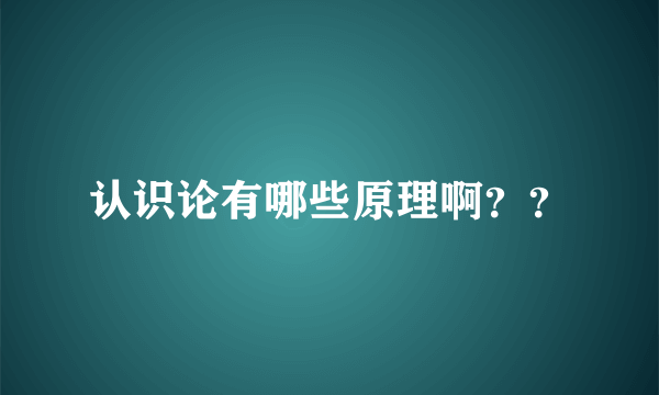 认识论有哪些原理啊？？