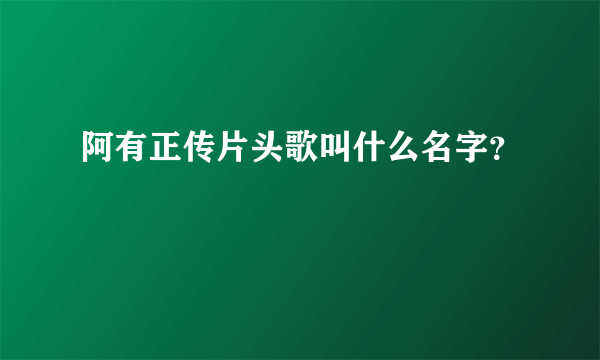 阿有正传片头歌叫什么名字？