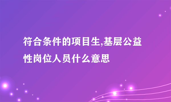 符合条件的项目生,基层公益性岗位人员什么意思