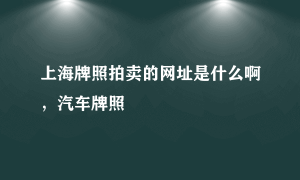 上海牌照拍卖的网址是什么啊，汽车牌照