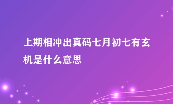 上期相冲出真码七月初七有玄机是什么意思