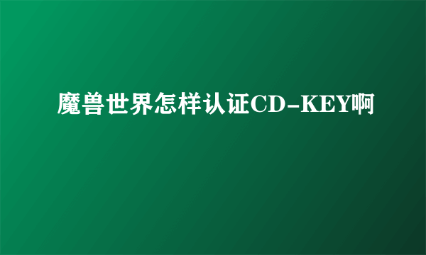 魔兽世界怎样认证CD-KEY啊