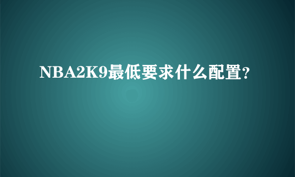 NBA2K9最低要求什么配置？