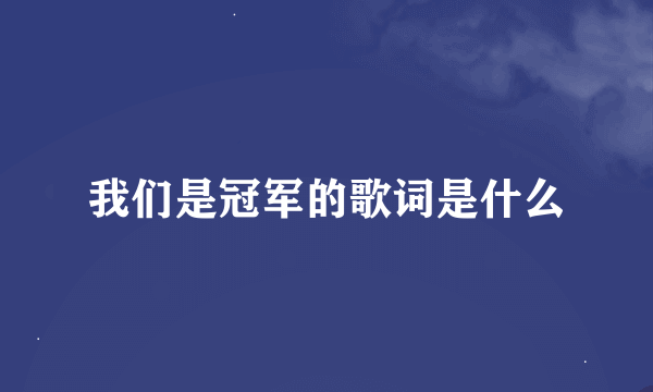 我们是冠军的歌词是什么