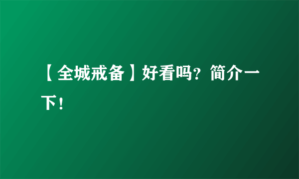 【全城戒备】好看吗？简介一下！