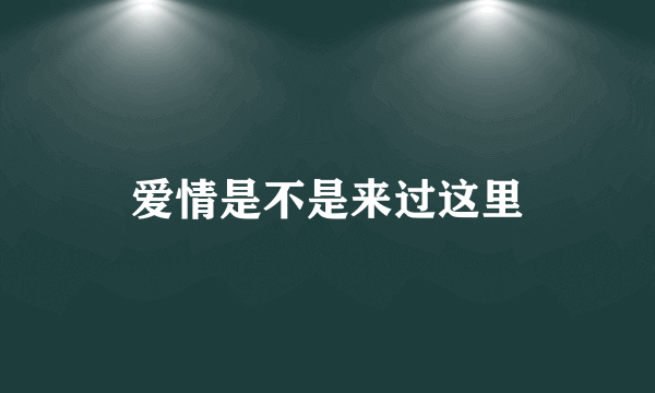 爱情是不是来过这里