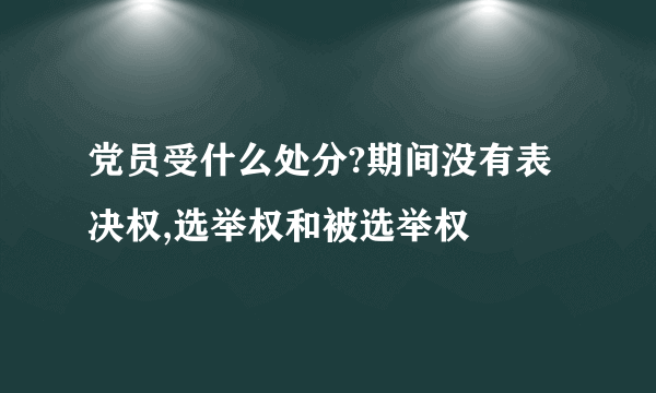 党员受什么处分?期间没有表决权,选举权和被选举权