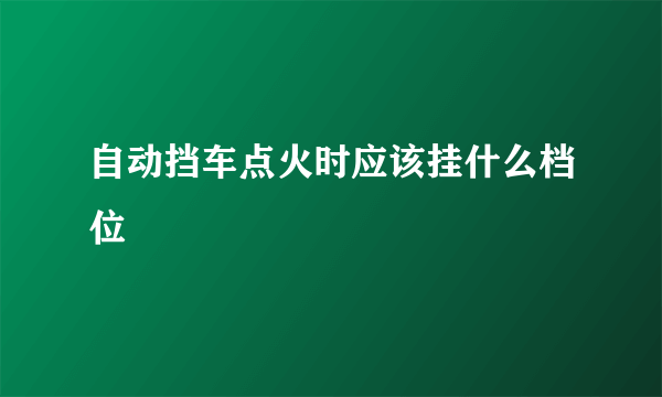 自动挡车点火时应该挂什么档位