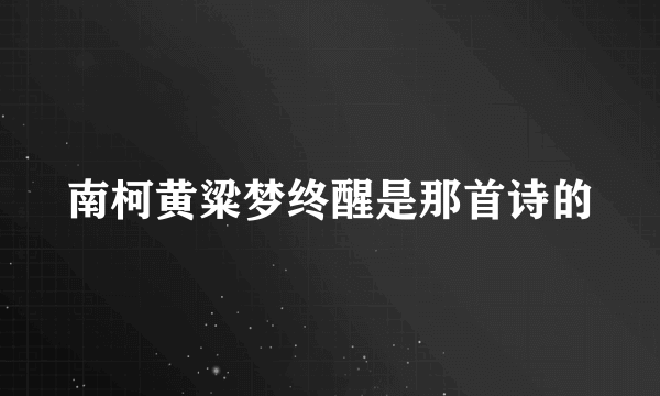 南柯黄粱梦终醒是那首诗的