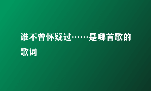 谁不曾怀疑过……是哪首歌的歌词