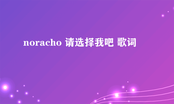 noracho 请选择我吧 歌词