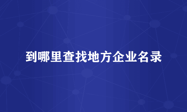 到哪里查找地方企业名录