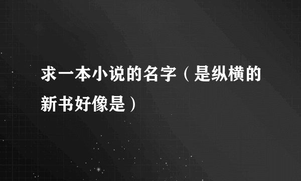 求一本小说的名字（是纵横的新书好像是）