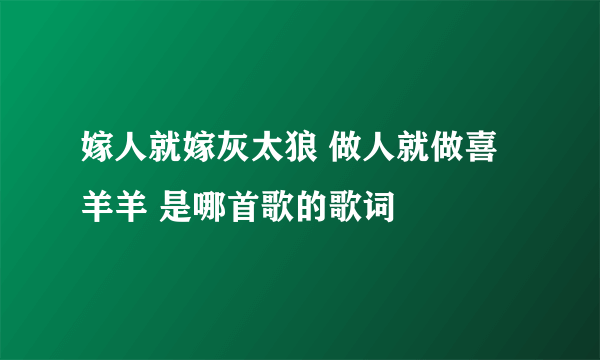 嫁人就嫁灰太狼 做人就做喜羊羊 是哪首歌的歌词