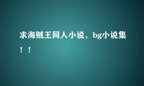 求海贼王同人小说，bg小说集！！