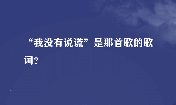 “我没有说谎”是那首歌的歌词？