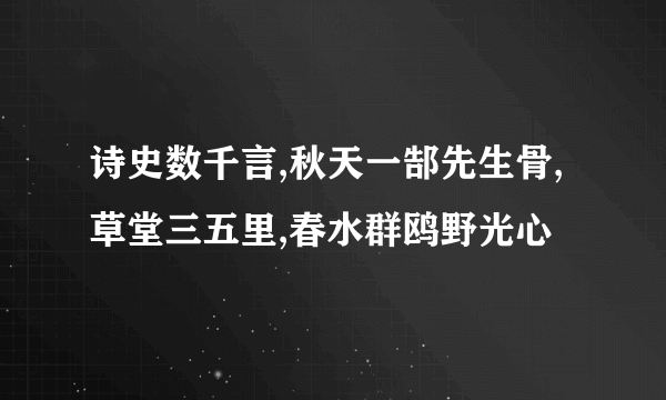 诗史数千言,秋天一郜先生骨,草堂三五里,春水群鸥野光心