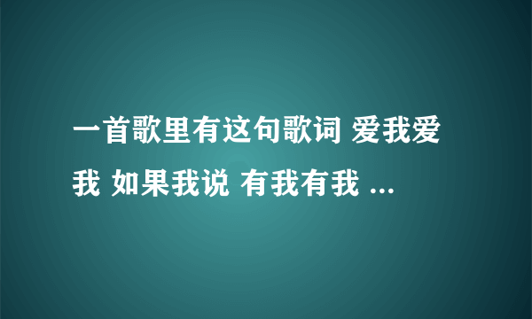 一首歌里有这句歌词 爱我爱我 如果我说 有我有我 每次都是我错 是什么歌